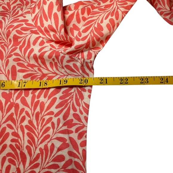 J. Crew Coral Navy Floral Crepe 100%‎ Cotton V-neck 3/4 Sleeve Tunic Medium EUC - Picture 8 of 10